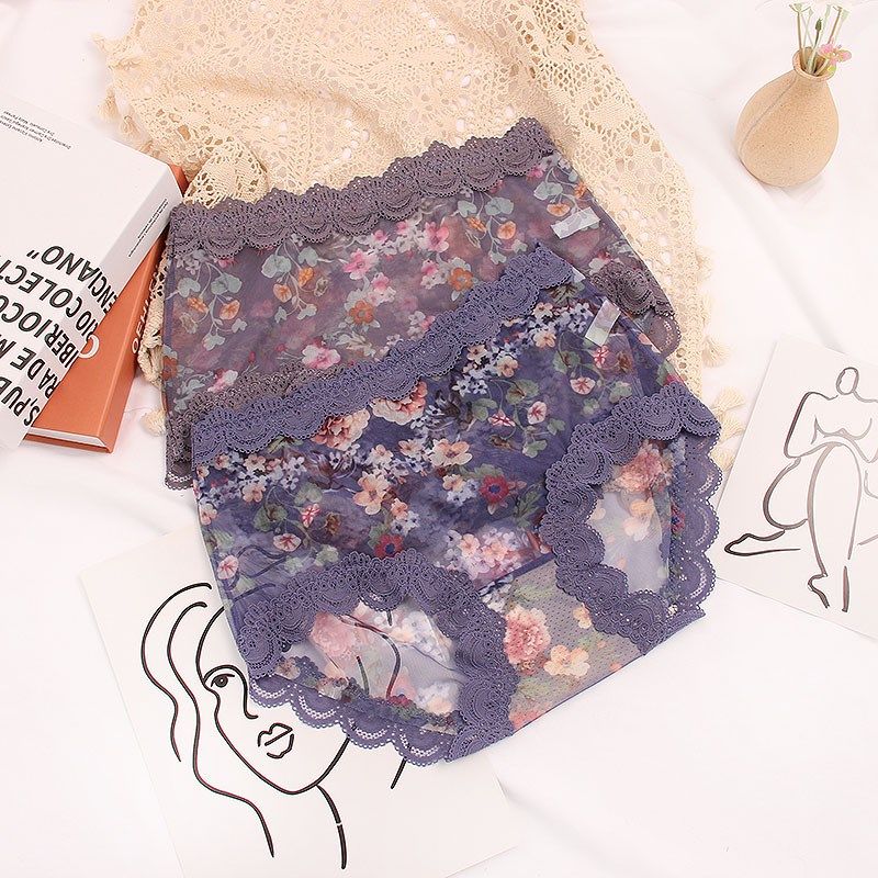 网纱蕾丝边中腰包臀女士内裤轻薄透气大码三角裤性感透明裤头,女士内衣/男士内衣/家居服,女三角裤,淘宝优惠券,粉丝福利购,淘宝优惠卷
