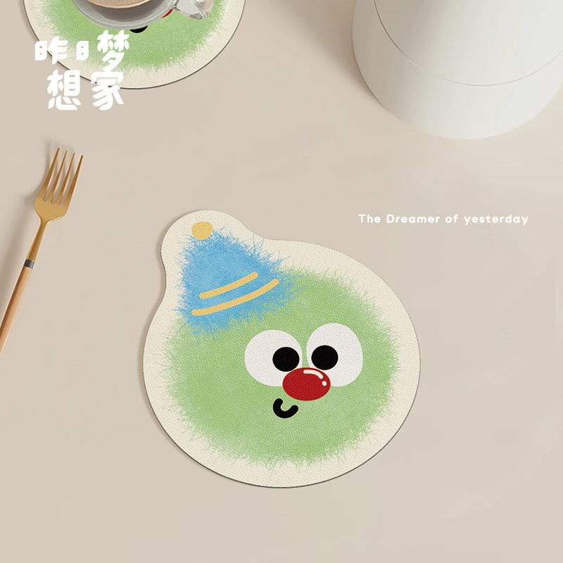 卡通表情家用杯垫厨房台面沥水垫卡通餐桌垫吸水隔热餐垫咖啡机垫