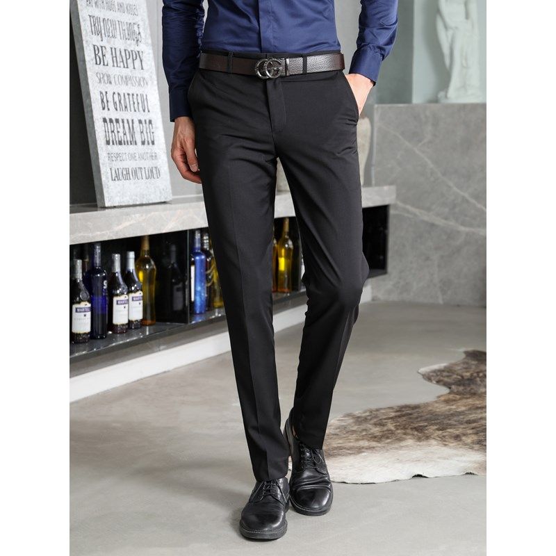 弹力灰色西裤男修身免烫商务正装黑色西服裤子职业休闲合身长裤