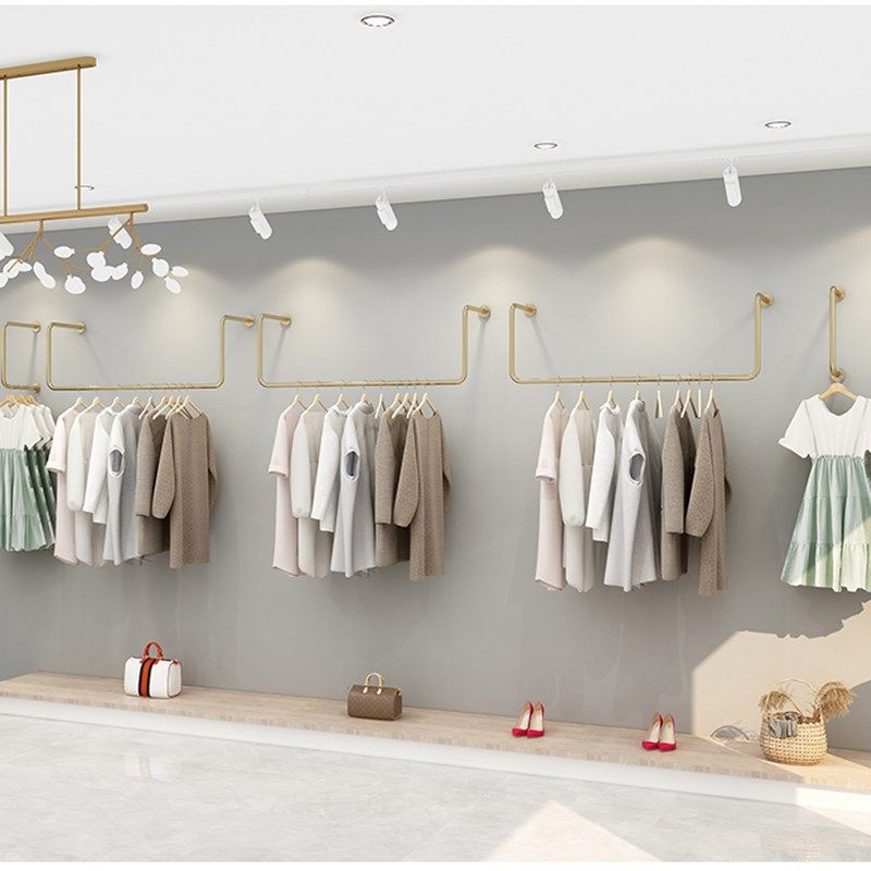 服装店衣服架子铁艺吊架壁挂婚纱货架悬挂女装展示陈列架上墙装饰