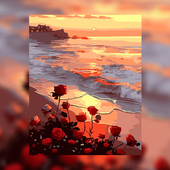 数字油画diy油彩画客厅风景手工绘填充装 月下生花 饰画画减压新款