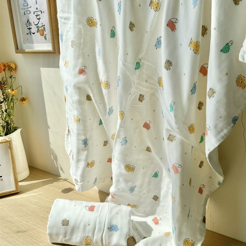 竹棉四层A类柔软纱布盖毯纯棉竹纤维浴巾新生儿包被襁褓透气吸汗