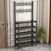 多层衣帽架换鞋 架一体玄关卧室收纳架 凳家用铁艺门口落地挂衣架鞋