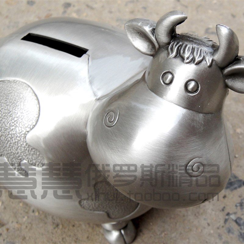 金属储钱罐生肖牛硬币储蓄盒动物存钱罐小/大号儿童生日礼婚礼品