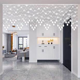 洛曼斯透明雪花珠帘客厅简约装饰水晶珠子隔断帘阳台门帘成品挂帘