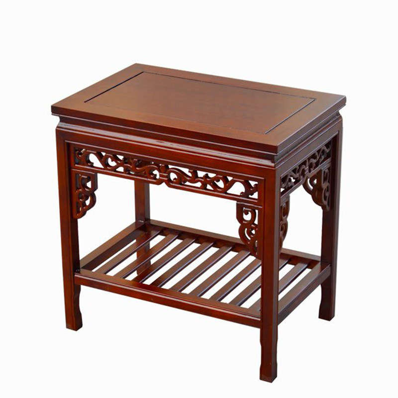 实木边几花架榆木质多雕花长方形鱼缸架子中式奇石盆景架花盆底座
