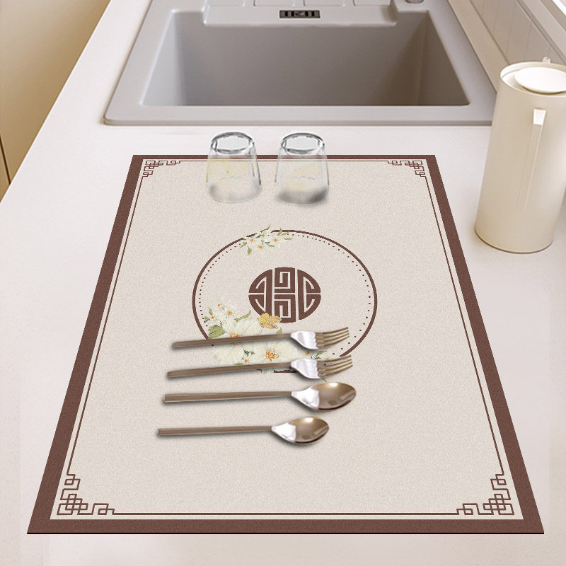 新中式厨房洗手台沥水垫灶台台面餐具碗筷垫硅藻泥防滑吸水茶杯垫,居家布艺,厨房地垫,淘宝优惠券,粉丝福利购,淘宝优惠卷