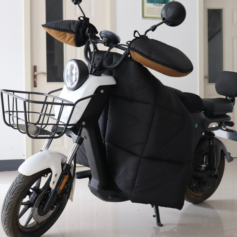 冬季踏板摩托电动车挡风被保暖薄款双面防水护膝分体式男单件黑色