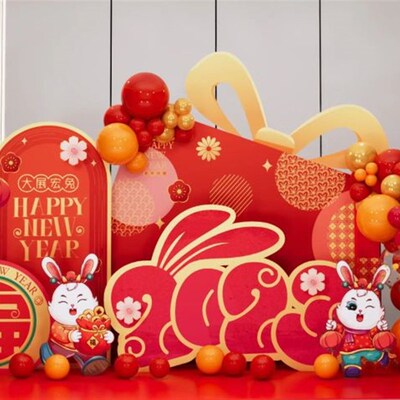 幼儿园开学启智门拱门仪式布置中国风kt板拍照框气球活动背景小学