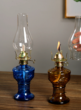 复古煤油灯摆件桌面装饰品农村老式煤油灯户外露营小夜灯拍摄道具