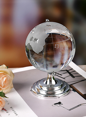 高档大小号水晶地球仪模型摆件 客厅办公室装饰品玩具生日礼物