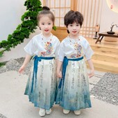 套装 男童汉服中国风古装 高端女童唐装 中式 改良儿童马面裙古风夏装