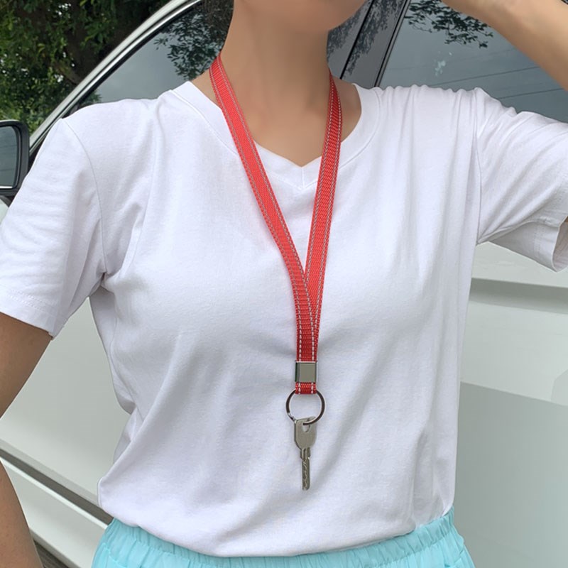 新款挂脖尼龙织带钥匙扣男女中小学生校卡长款套脖防丢锁匙挂绳