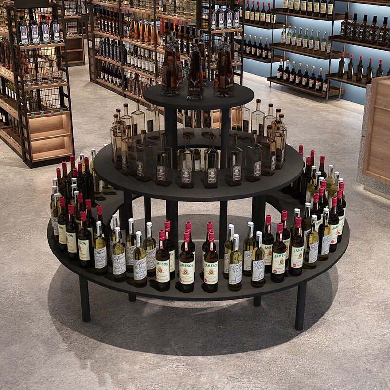 中岛展示柜圆形展柜包包鞋化妆品礼品母婴用品展示柜木质展示货架