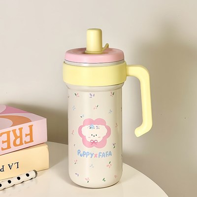 保温杯高颜值女生吨吨水杯子办公室冰霸杯吸管大容量手柄学生1升