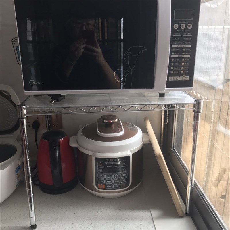 家用厨房不锈钢置物架一层橱柜隔层架衣柜分层微波炉烤箱架单层