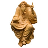 小叶黄杨木雕茶宠摆件居家饰品禅意雕刻工艺收藏艺术老子一指问天