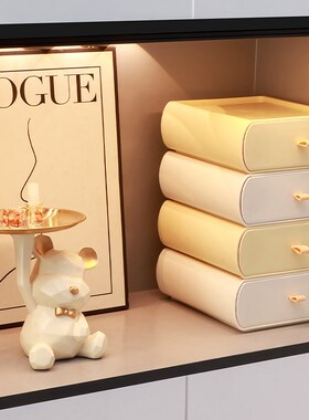 法式桌面收纳盒进门入户玄关摆件客厅电视柜抽屉钥匙大容量储物盒