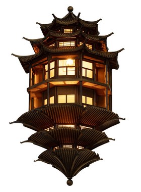 新中式禅意古建筑模型壁饰壁挂样板间酒店大堂售楼处墙面装饰挂件