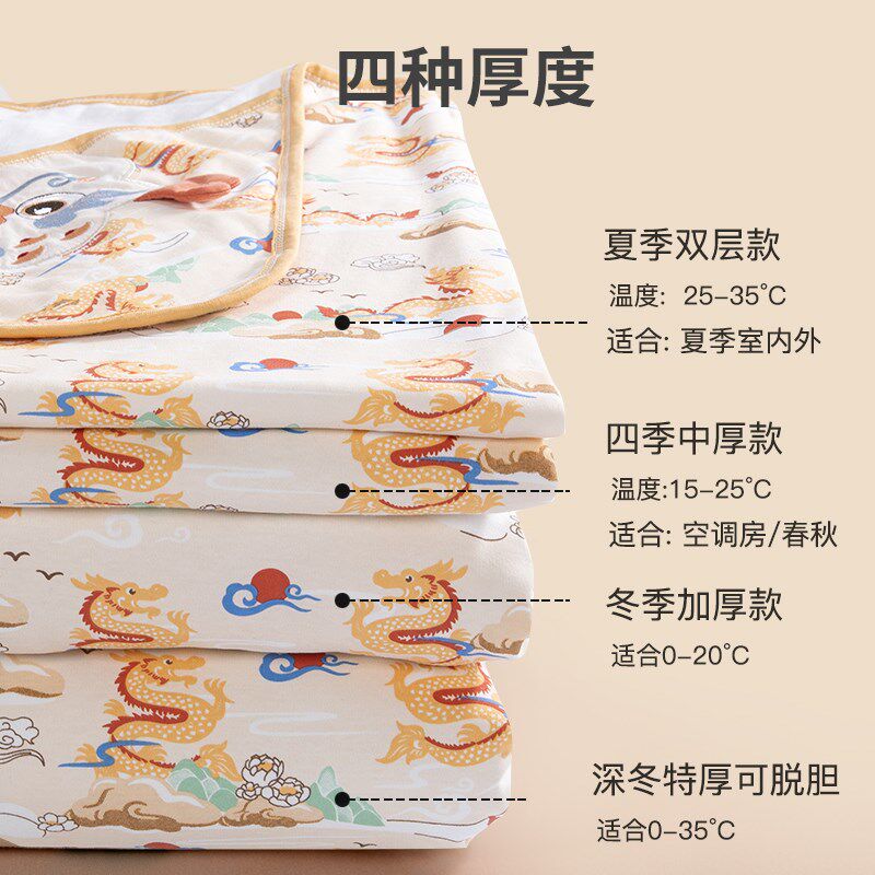 国风龙年新生儿包被春夏季抱被初生宝宝纯棉婴童抱毯产房婴儿包单