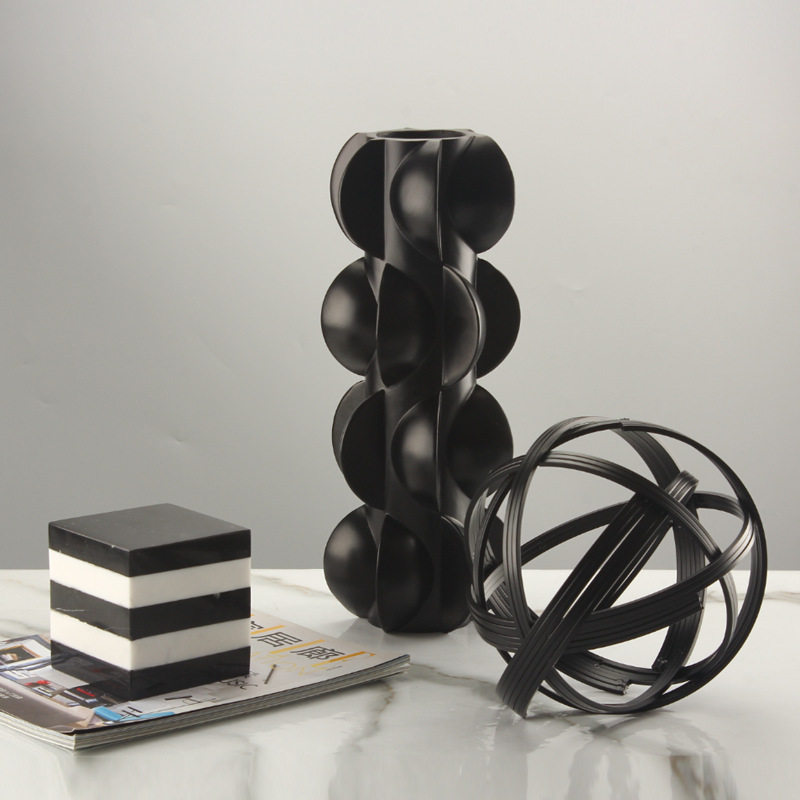 北欧简约几何形螺旋黑色抽象花瓶样板房间轻奢售楼处软装饰品摆件,鲜花速递/花卉仿真/绿植园艺,花瓶,淘宝优惠券,粉丝福利购,淘宝优惠卷