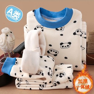 冬季儿童保暖内衣套装男女童加绒加厚A类家居服睡衣中小童打底衫