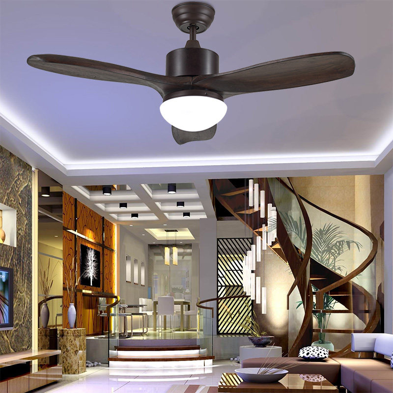 吸顶风扇灯复古木吊扇灯餐厅客厅带灯电风扇吊灯北欧简约变频家用