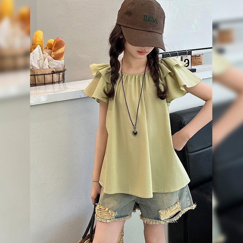 女童夏装套装新款洋气时髦小女孩娃娃衫儿童夏季上衣破洞牛仔短裤,童装/婴儿装/亲子装,套装,淘宝优惠券,粉丝福利购,淘宝优惠卷