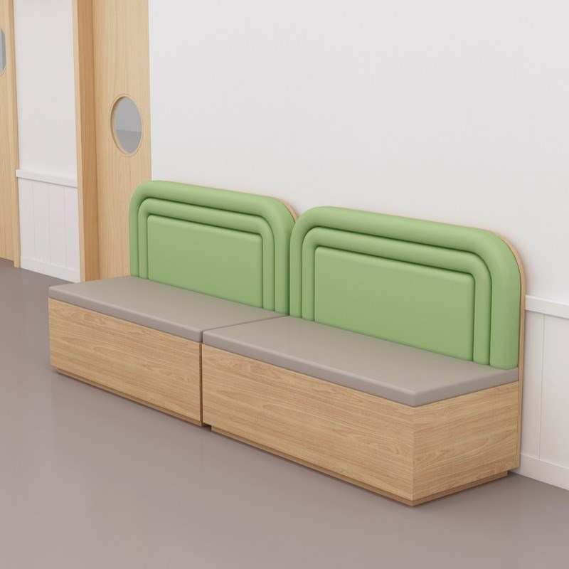 培训中心家长休息等候区实木软包卡座商场咖啡奶茶店靠墙长条沙发