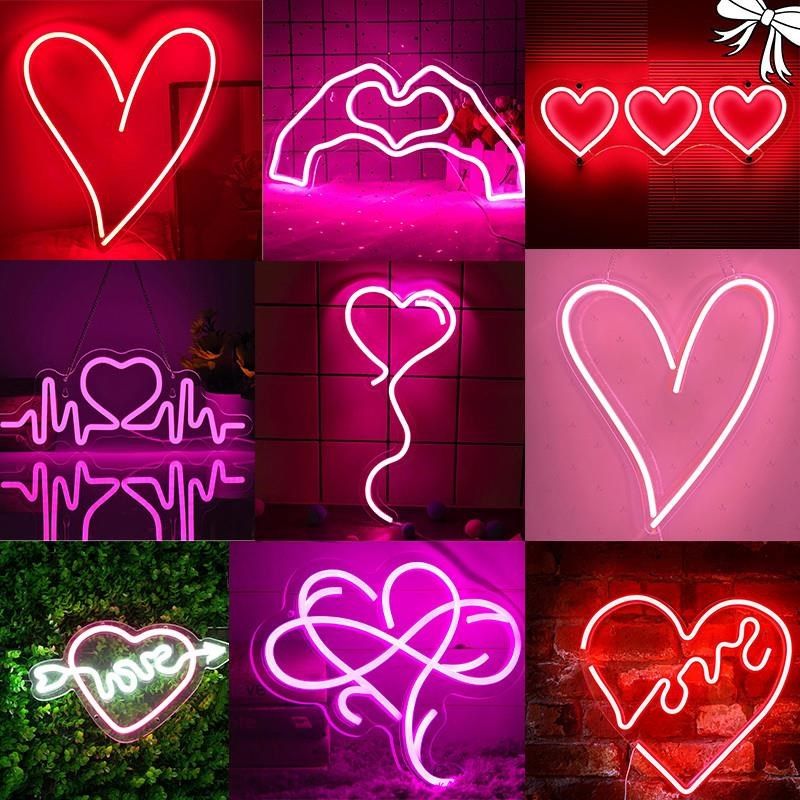 心形led装饰灯餐厅酒吧氛围造型灯爱心型霓虹灯节日氛围灯牌定制
