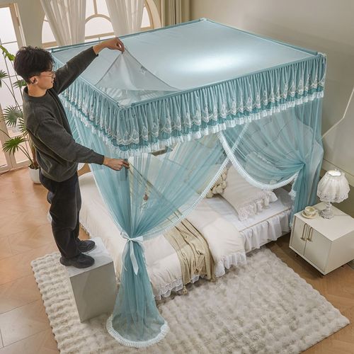 新款落地宫廷蚊帐1.35x2m三开门家用2x2m卧室公主风支架135x200cm