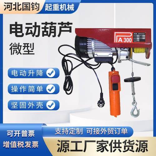 微型电动葫芦家用室内小吊机220V小型提升机PA1000钢丝绳起重葫芦