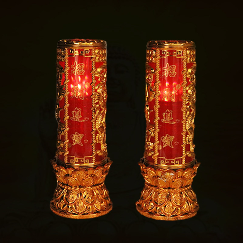 3D斗烛水晶蜡烛春节结婚乔迁搬家红色大号无烟酥油灯玻璃家用礼佛