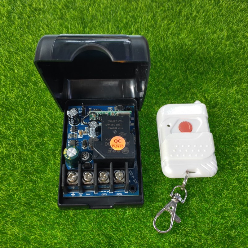 30A大功率12V-48V通用车灯汽车喇叭路灯水泵开关+白色桃木1键遥控
