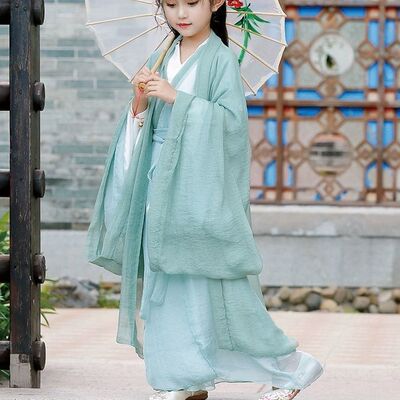 六一儿童演出汉服魏晋风清平调汉服女童班服亲子装大袖衫交领直裾