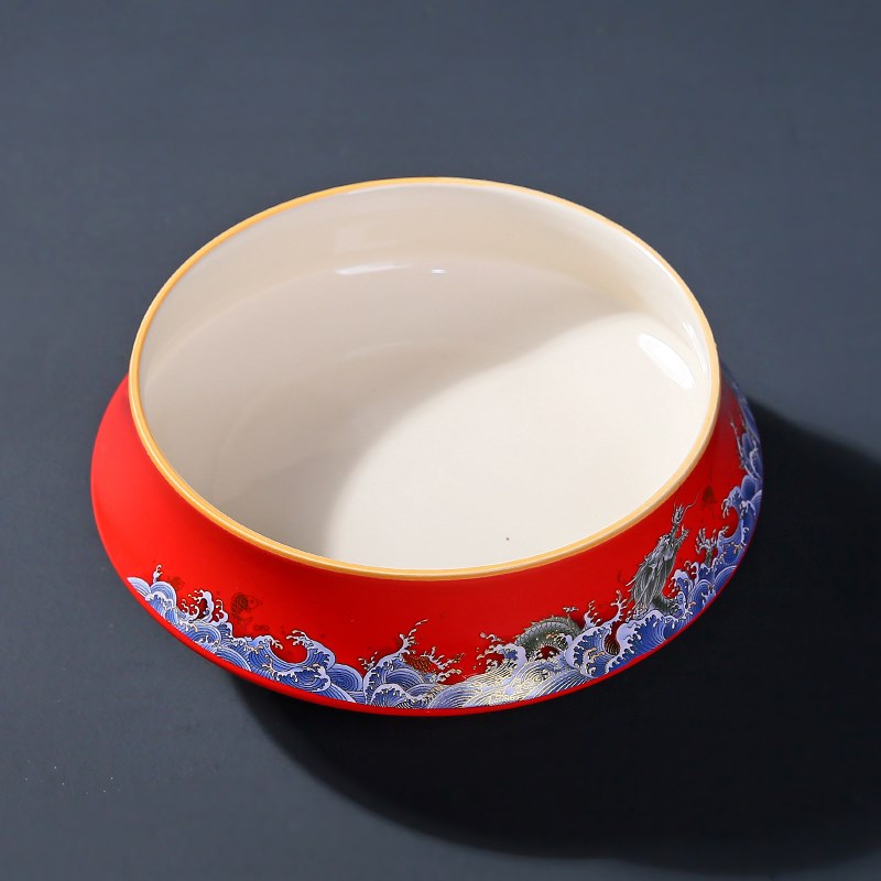 中国风红色水仙花花盆陶瓷铜钱草专用盆无孔水培睡莲一叶莲碗莲盆