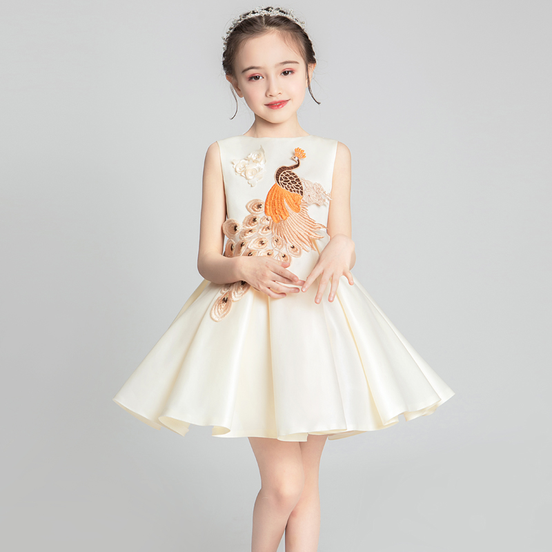 儿童礼服女童汉服中国风小女孩主持人模特走秀钢琴古筝演奏服洋气