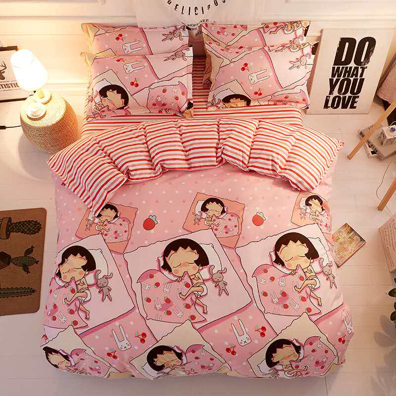 四件套女简约北欧风床上用品双人被套床单学生宿舍单人被罩三件套
