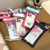 可爱气囊手机防水袋可触屏游泳潜水挂脖绳密封透明漂流泡温泉装 备