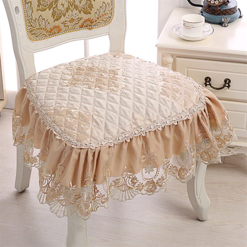 欧式加大餐椅垫椅套防滑餐桌布艺蕾丝四季通用垫中式凳子椅子坐垫