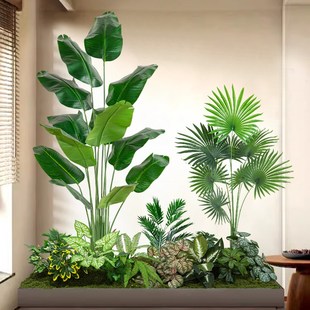 大型仿真绿植造景阳台景观布置橱窗门店装饰室内楼梯下仿生植物花