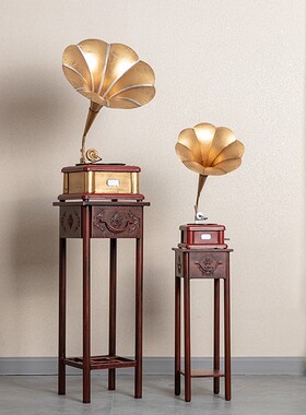 创意黑胶唱机摆件复古铁艺留声机模型道具酒吧家居酒柜装饰品礼品