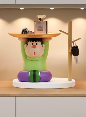 胖虎入户玄关钥匙收纳摆件高级感小众托盘置物架客厅电视柜装饰品