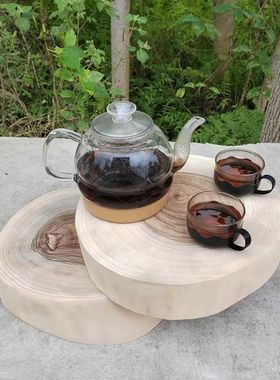 香樟木墩子原木花架底座实木茶几凳艺术圆形树桩欧式落地摆件打磨