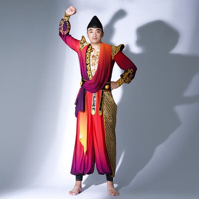 胡旋舞打鼓演出服装男威风锣鼓飞扬服装大气开场舞舞蹈演出服男款