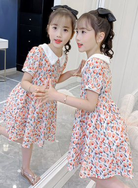 女童连衣裙5夏装6童装裙子2021新款7岁儿童纯棉9短袖碎花11公主裙