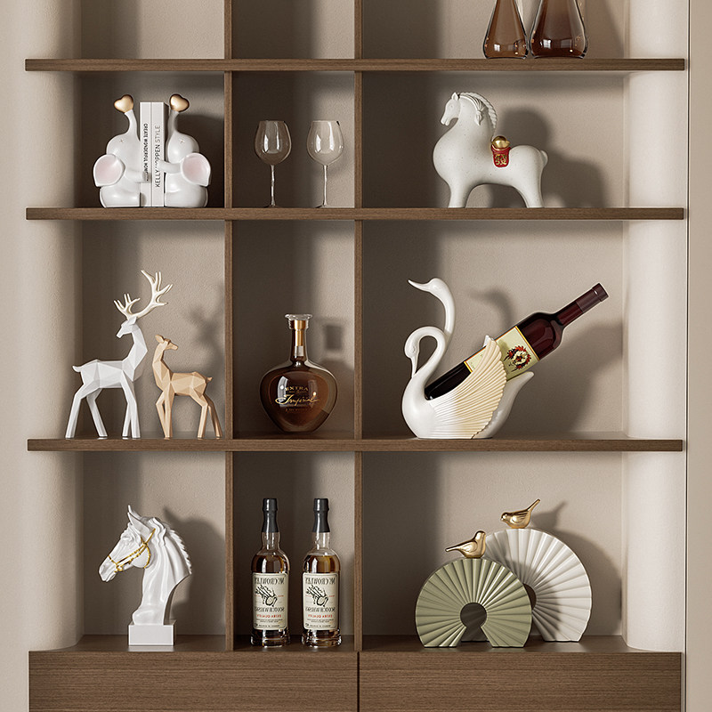 艺术天鹅红酒架摆件高级感玄关电视酒柜轻奢乔迁新居家用软装饰品
