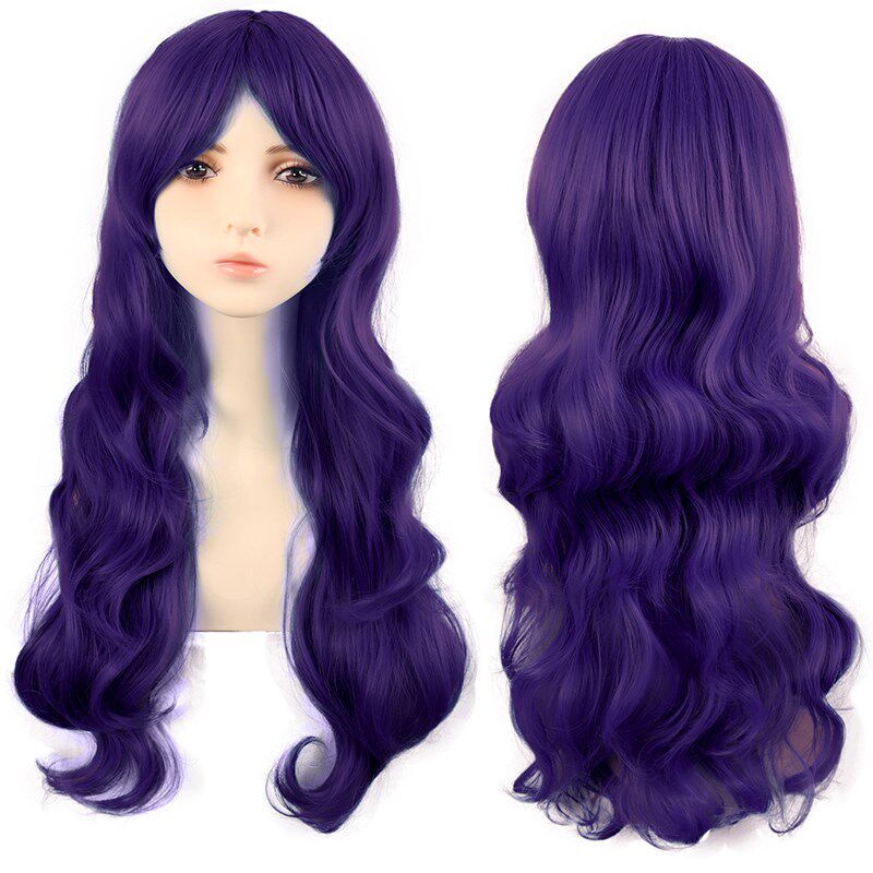潼漫 cos假发女长发动漫大波浪长卷发70CM暗紫深紫色齐斜刘海头套,美发护发/假发,演出假发,淘宝优惠券,粉丝福利购,淘宝优惠卷