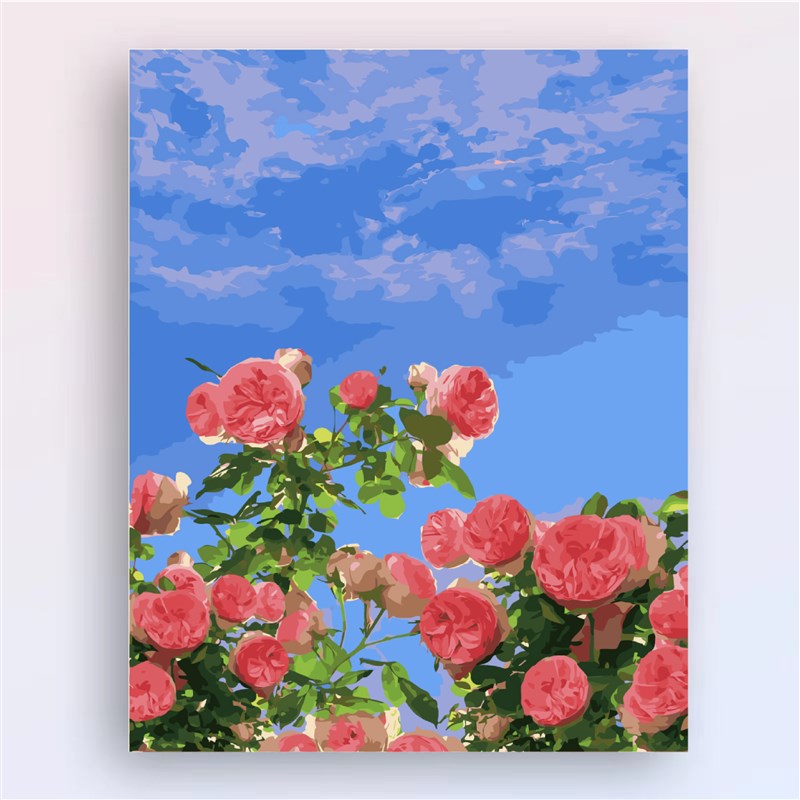 玫瑰花数字油画diy手工简单油彩画填色室内卧室装饰挂画可挂墙图片