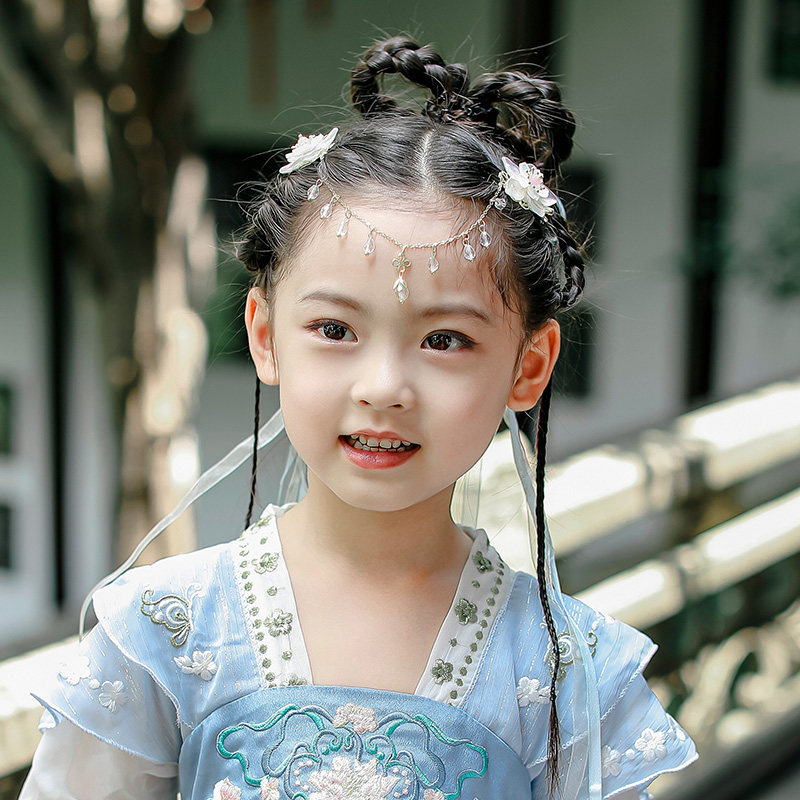 儿童古风额头链女童汉服头饰公主发饰古代流苏发夹中国风2022新款